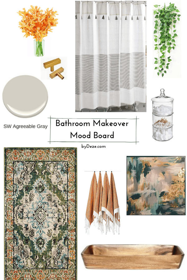 mood board for the budget, small bathroom makeover