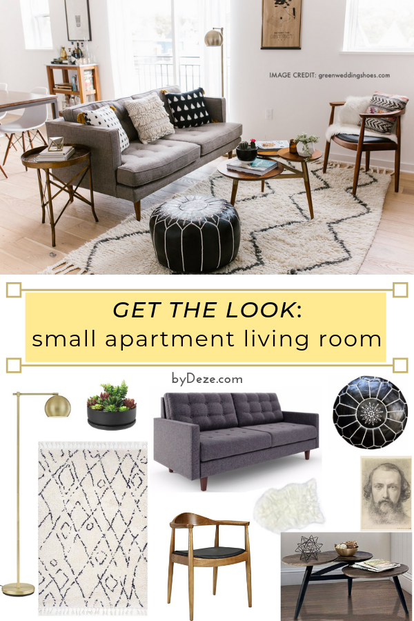 get the look with pictures of the items from this small apartment living room decor