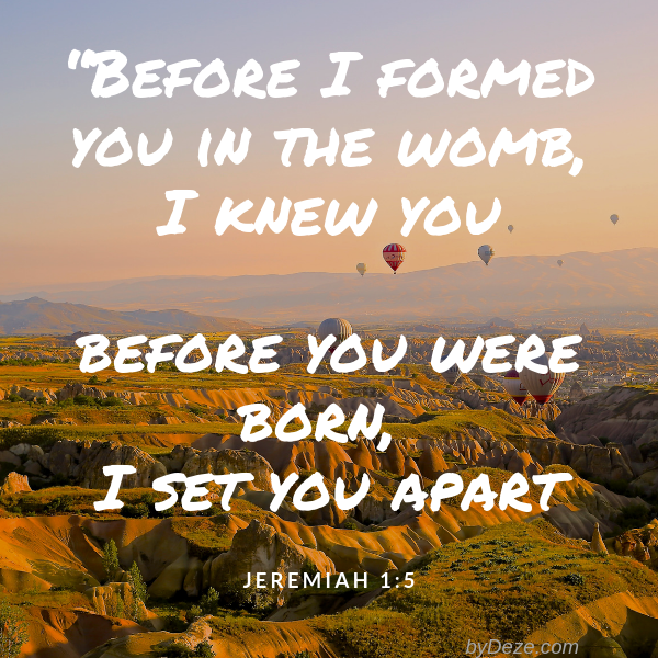 a landscape pictorial of a birthday bible scripture from jeremiah 1:5