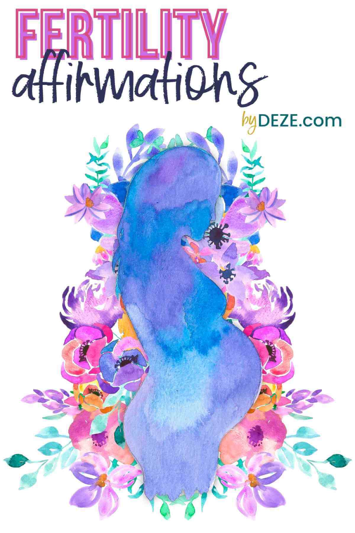 watercolor floral pregnant woman fertility affirmations