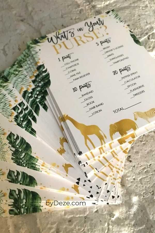 virtual baby shower games printed on cardstock