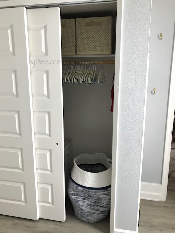 baby nursery closet and hamper