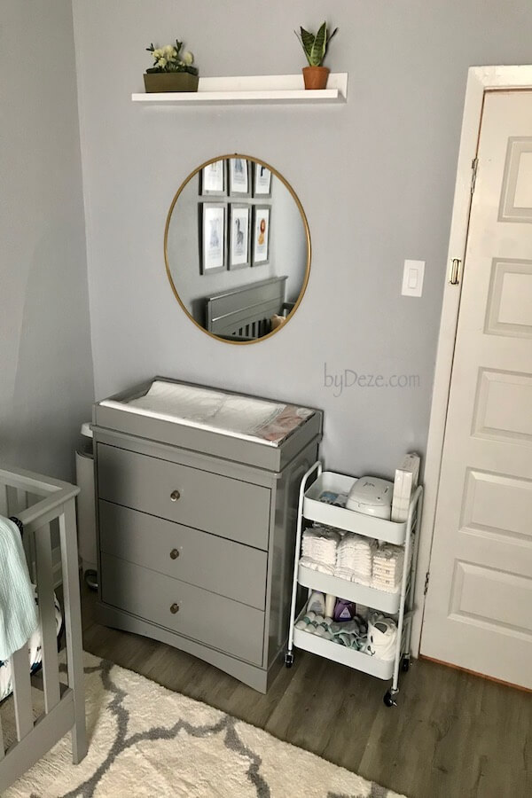 gray baby changing station