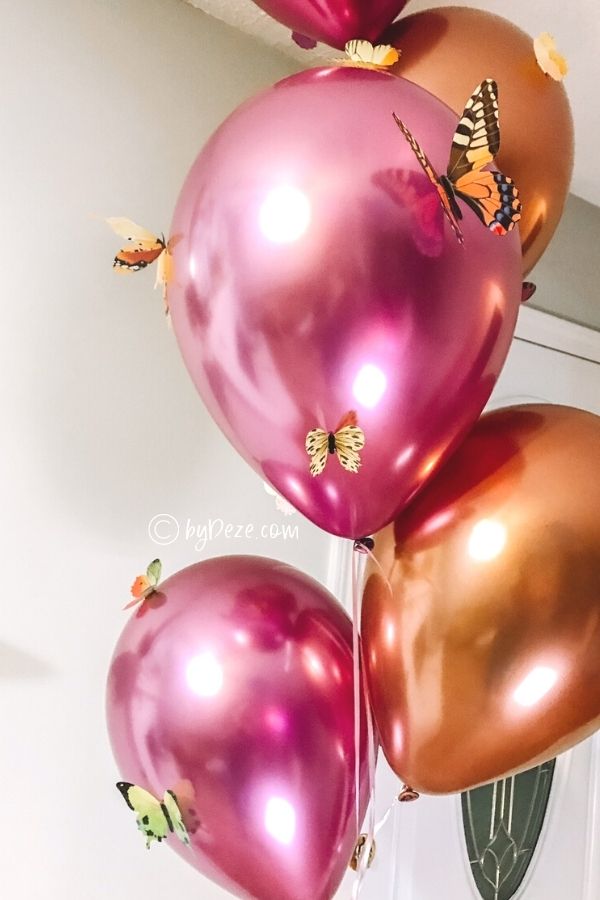 butterfly party balloons close up