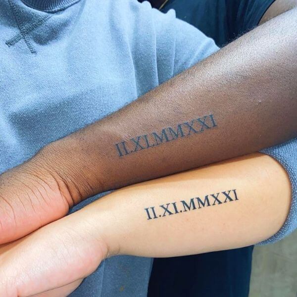 matching Roman numeral tattoos with the date of lost baby