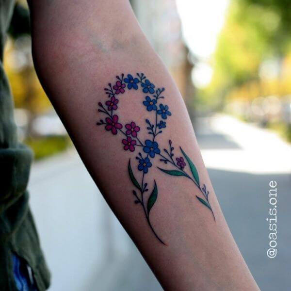 oasis.one floral miscarriage ribbon tattoo