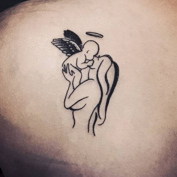 Tattoo of Mother Kissing Angel Baby