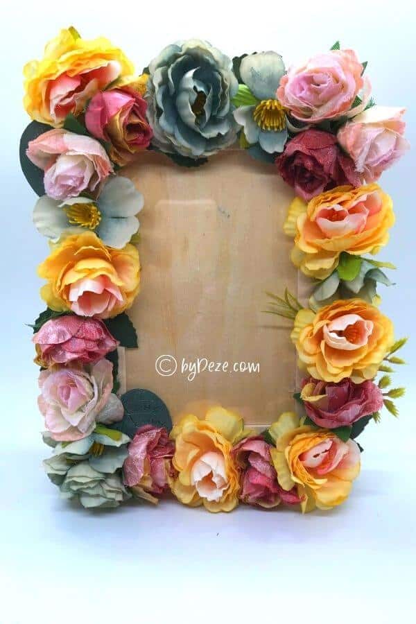 diy picture frame with flowers