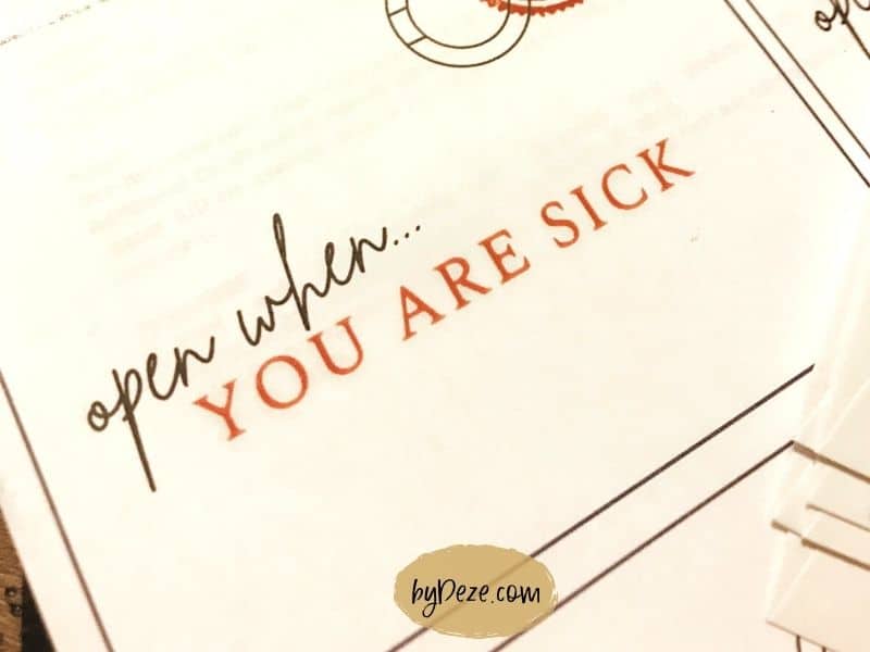 open when you are sick envelope label