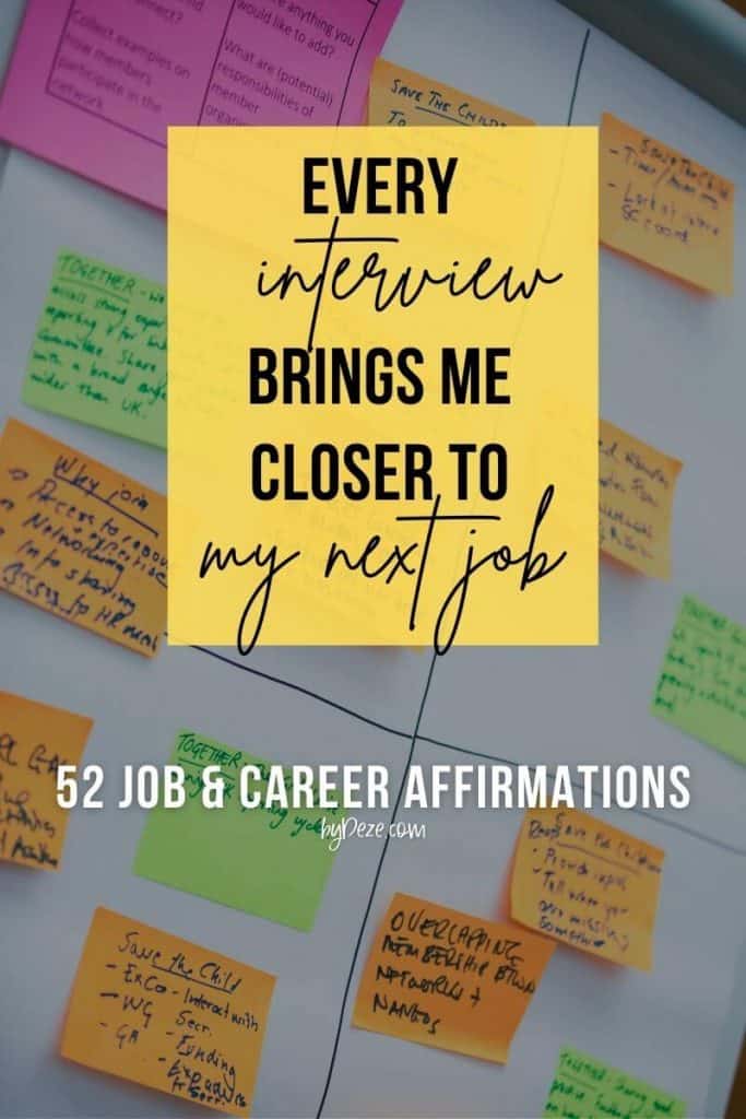 job interview affirmation - post its