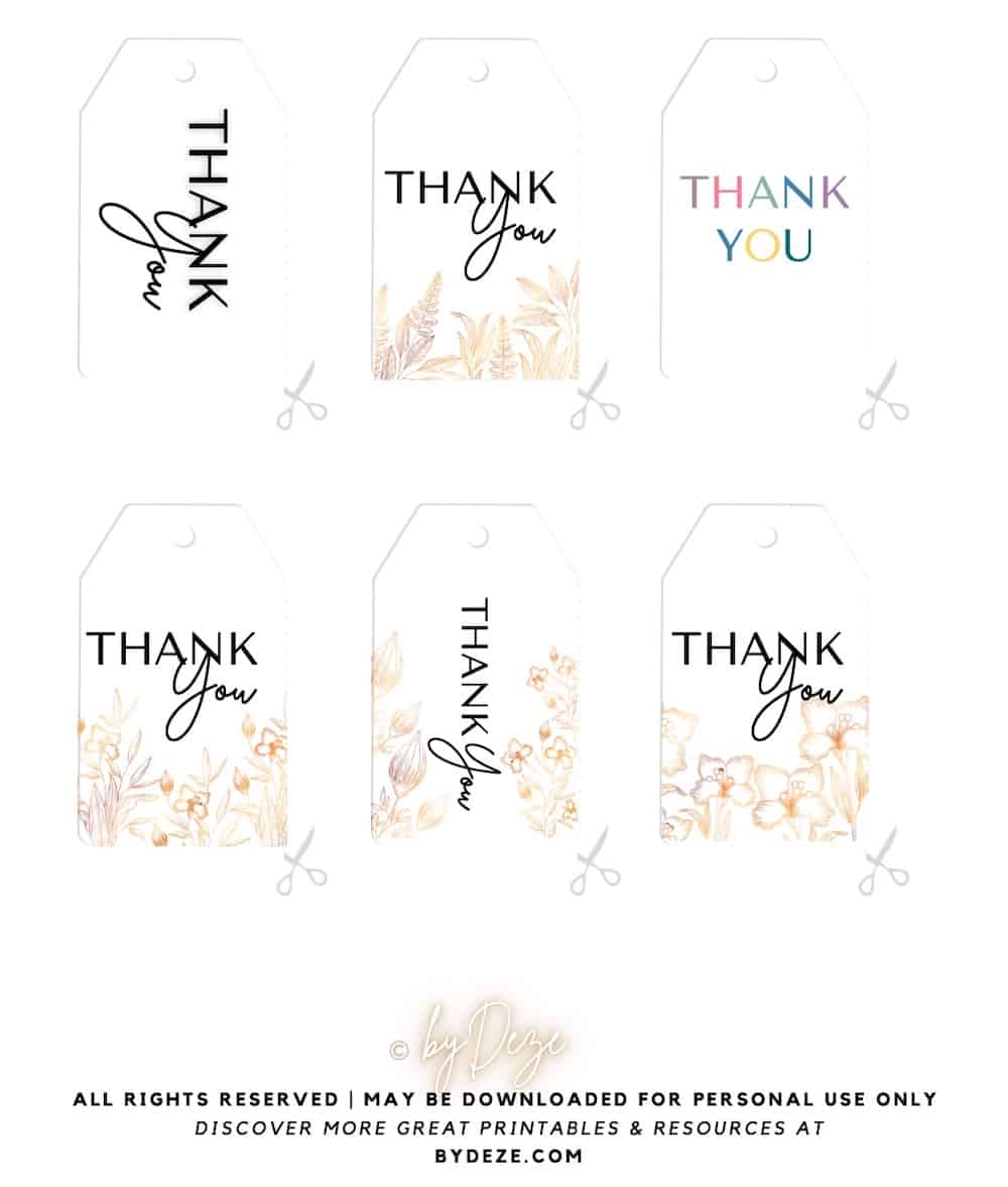 free printable thank you tags