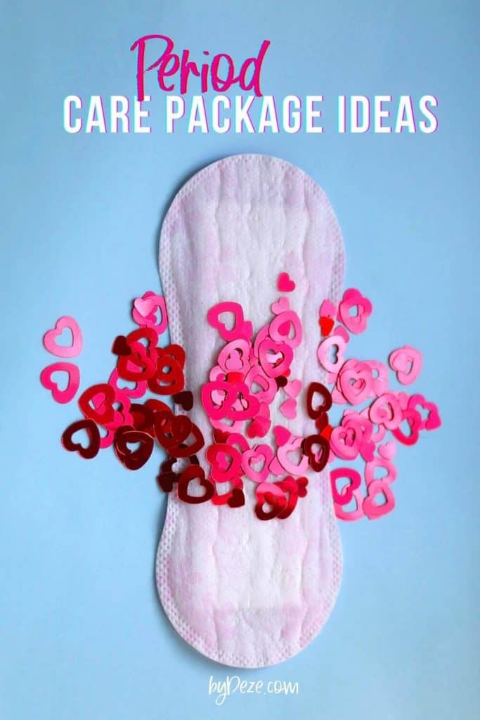 period care package ideas - image of a pad with red and pink sprinkles