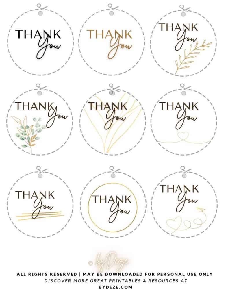 free round thank you gift tags to print