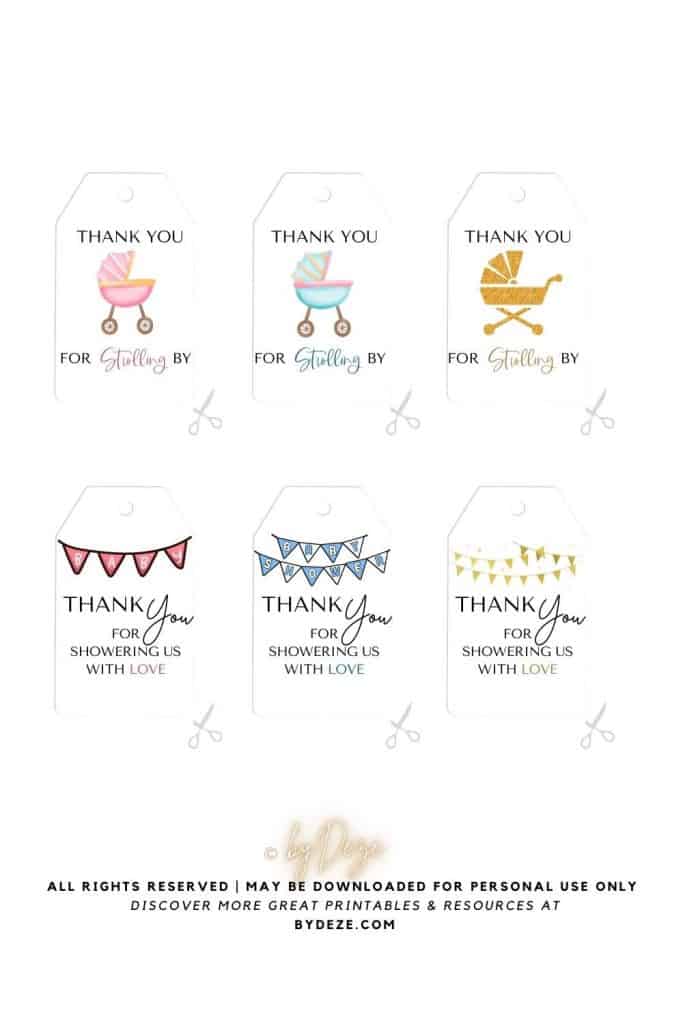 thank you for strolling by funny baby shower thank you tags