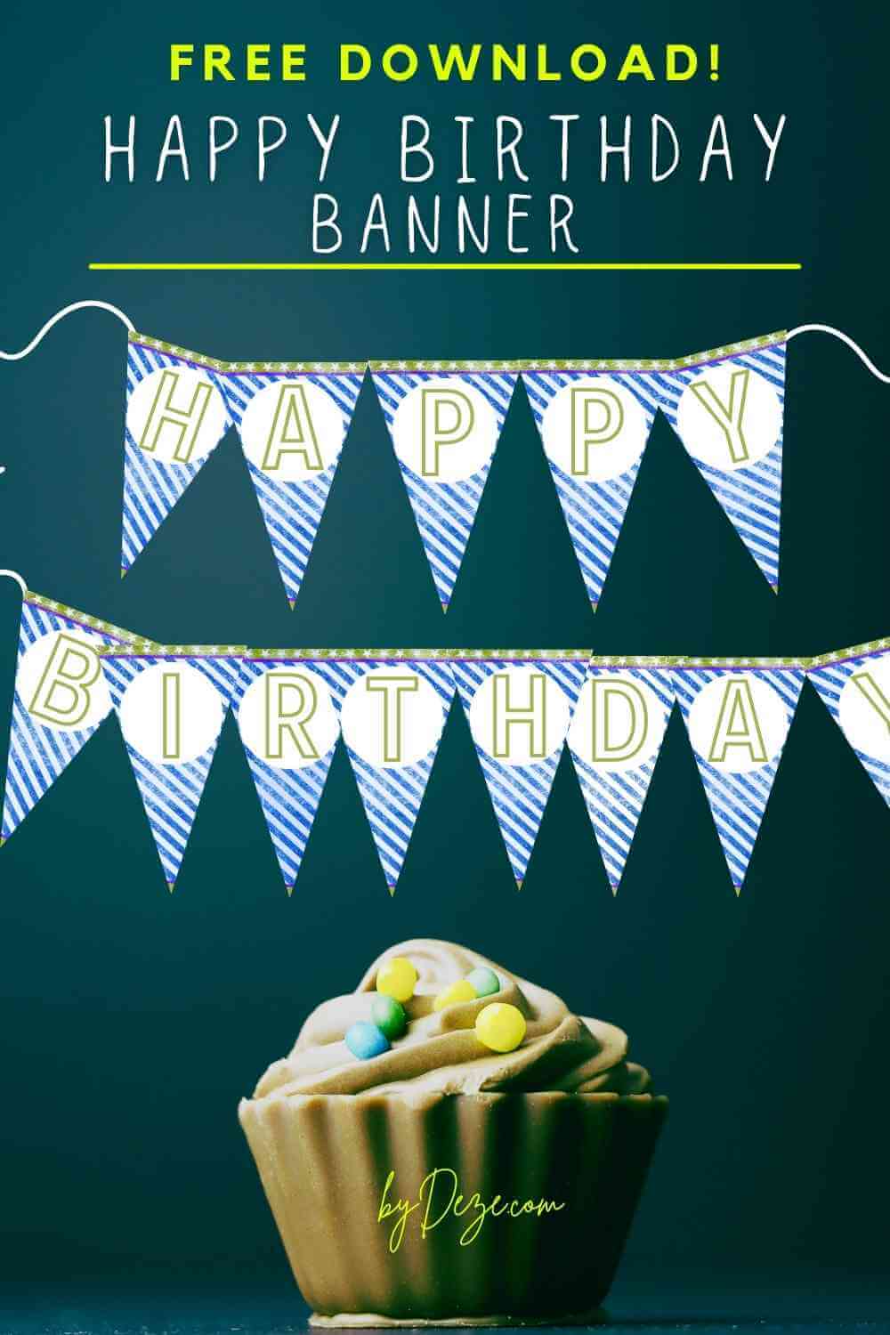 Blue stripe triangle birthday banner