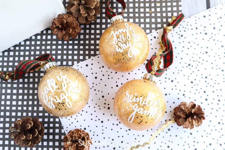 Image for Glittering Gold Painted Glass Ornaments