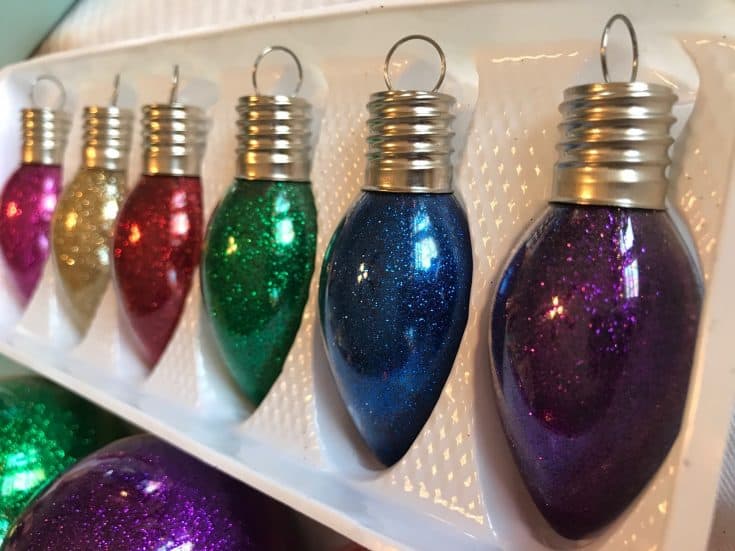 Image for Glitter Light Bulb Shaped Ornaments