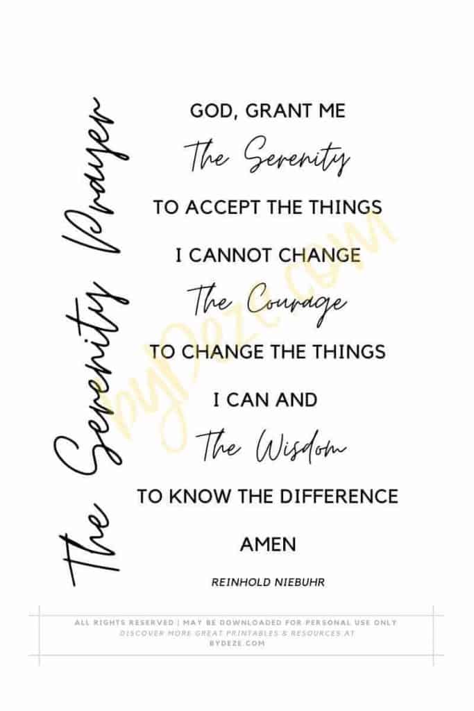 printable serenity prayer short version