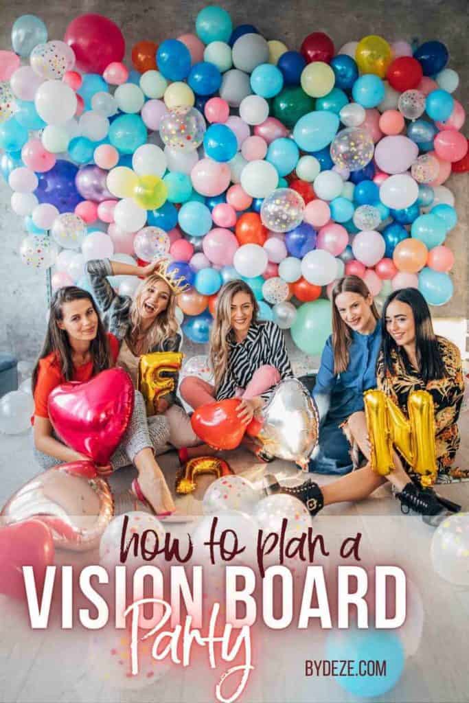 girls at a vision board party