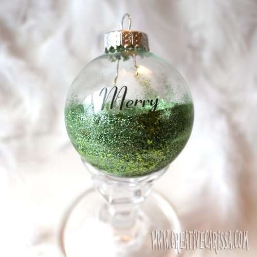 merry ornament full of glitter