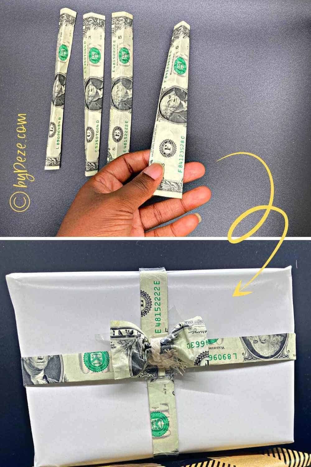 turn dollar bills into money gift bow
