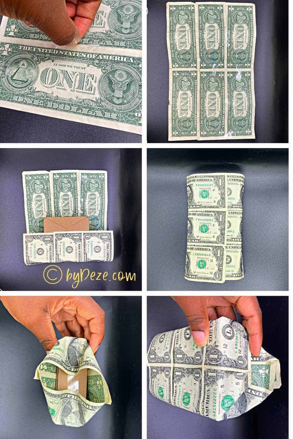 step by step money gift wrap
