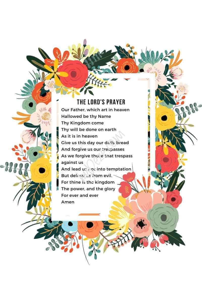 floral lords prayer PDF print