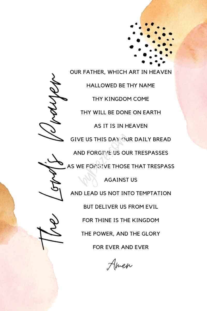 pastel lords prayer printable