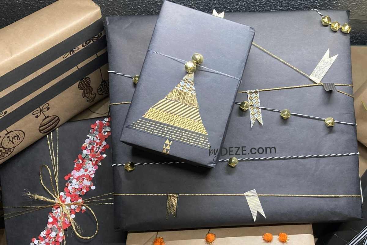 arrangement of unique gift wrapping designs