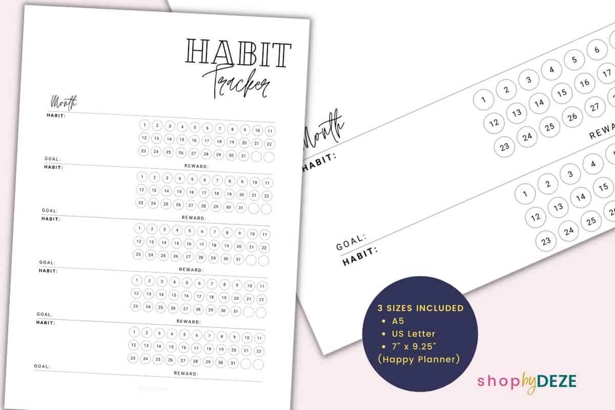monthly habit tracking printable shopbydeze