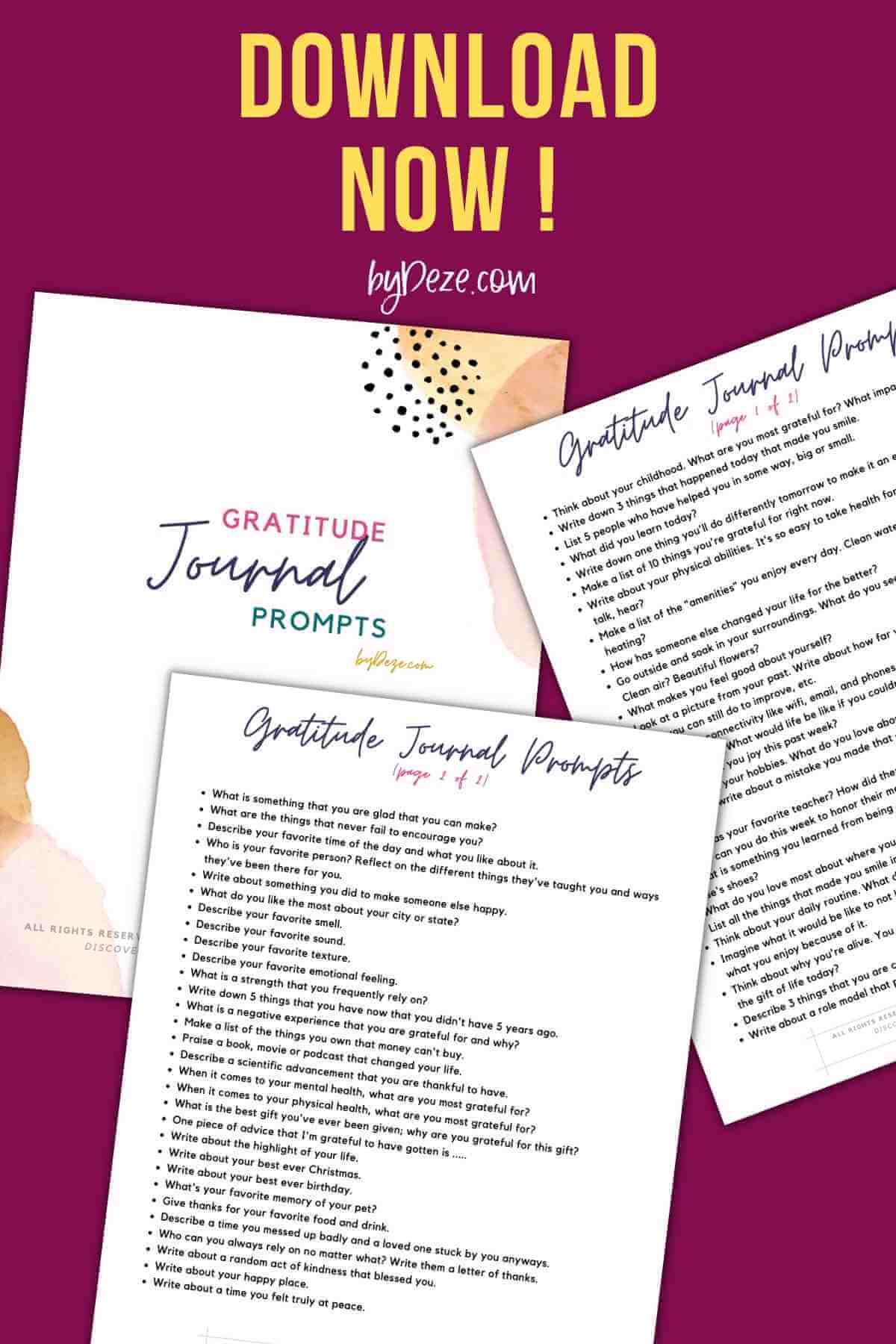 gratitude writing prompts pdf