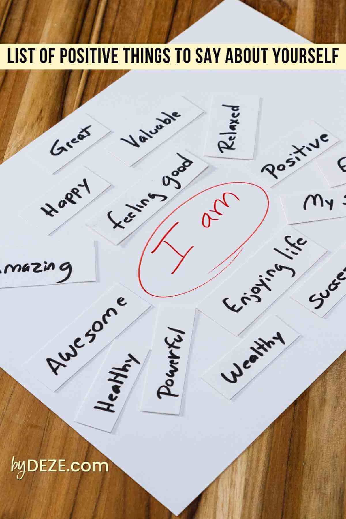 list of positive things to think and say to yourself