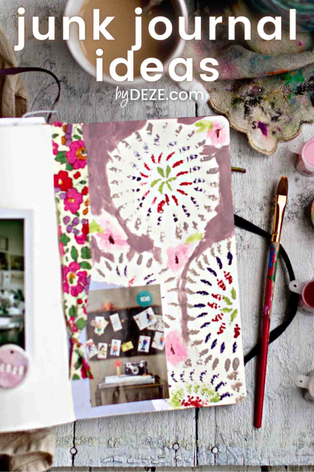 tie dyed collage journal page