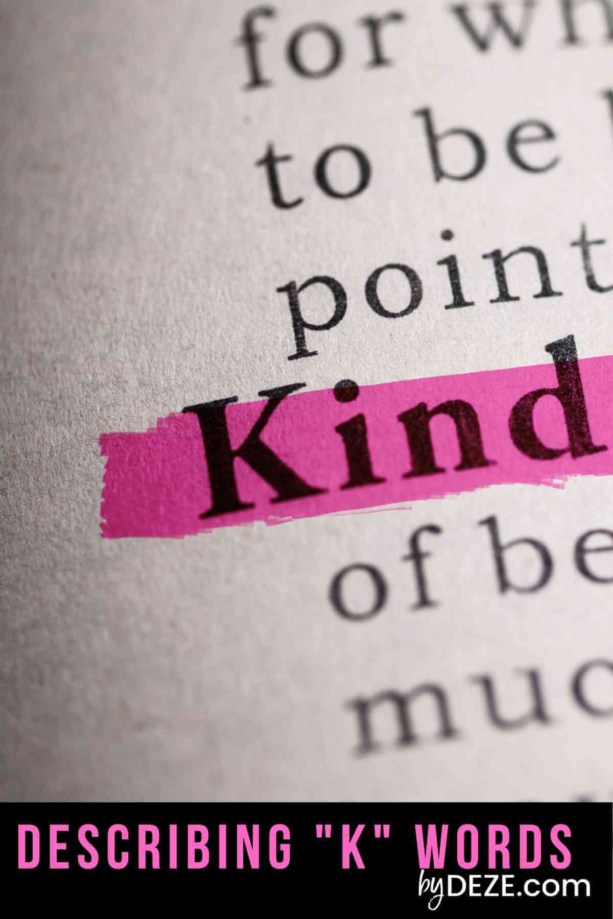 What describing word starts with K?