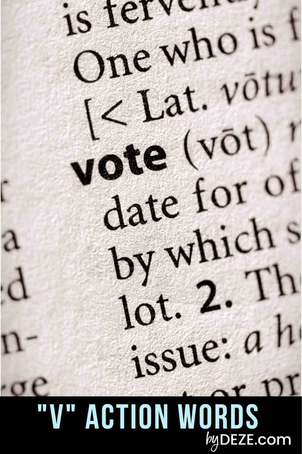 nice action words beginning with v