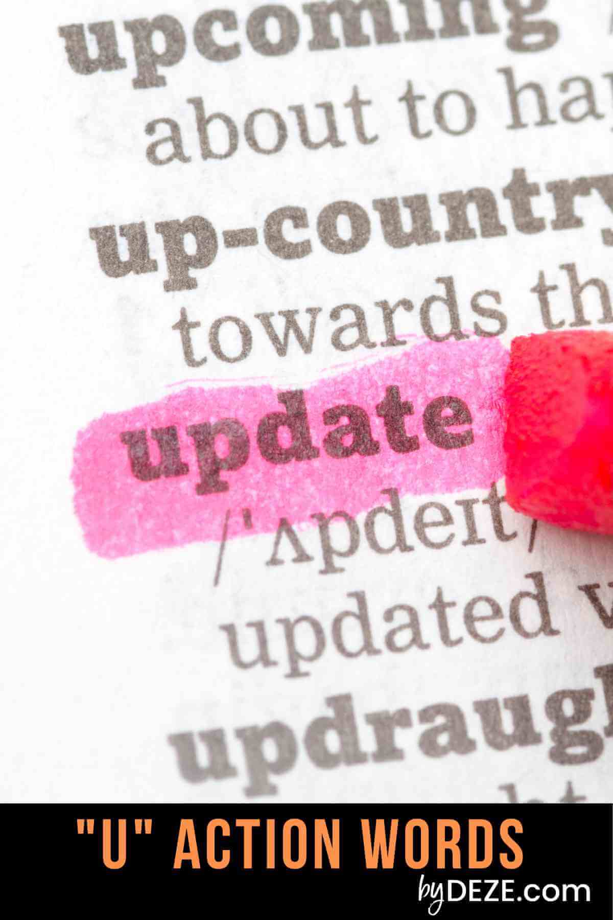 verbs action words that begin with u